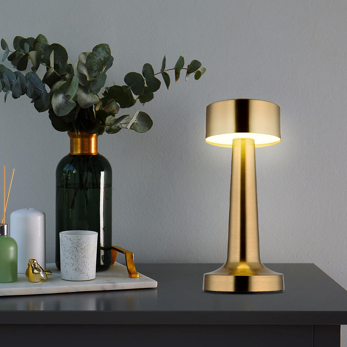 LED TISCHLEUCHTE Angelika Messing - Messingfarben, Metall (9/9/21cm) - Globo Lighting