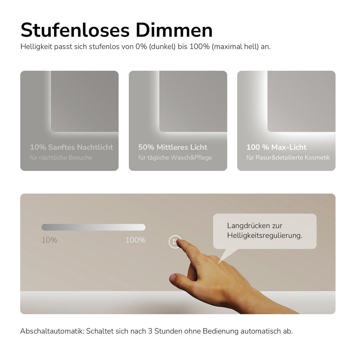BADRUMSSPEGEL, LED, rundad, 3 färgtemperaturer, touchknapp, 100/60 cm - Transparent, Glas (100/60/3cm) - EMKE