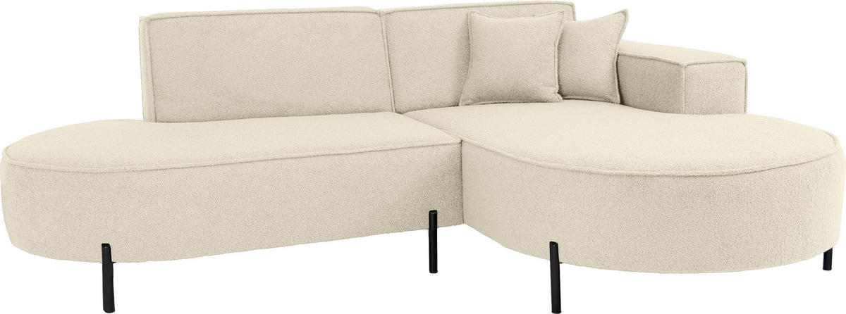 ECKSOFA Hana Loft 3-Sitzer Ecke Rechts, Boucle, Beige 241/80/168 cm - Beige/Schwarz, Textil/Metall (241/168cm) - WFL GROUP