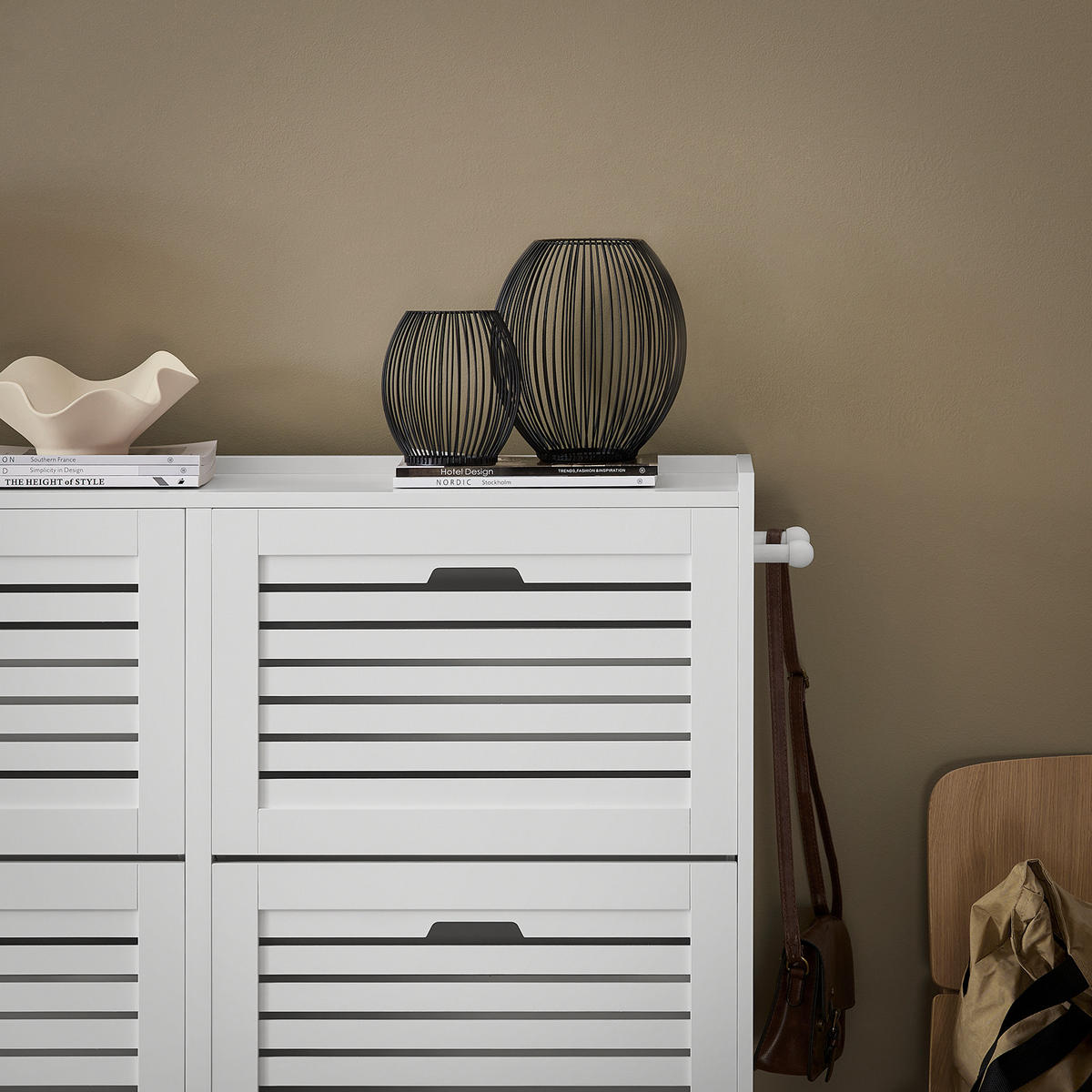 SCHUHSCHRANK Weiß - Weiß, Holzwerkstoff (115/112/30cm) - SoBuy
