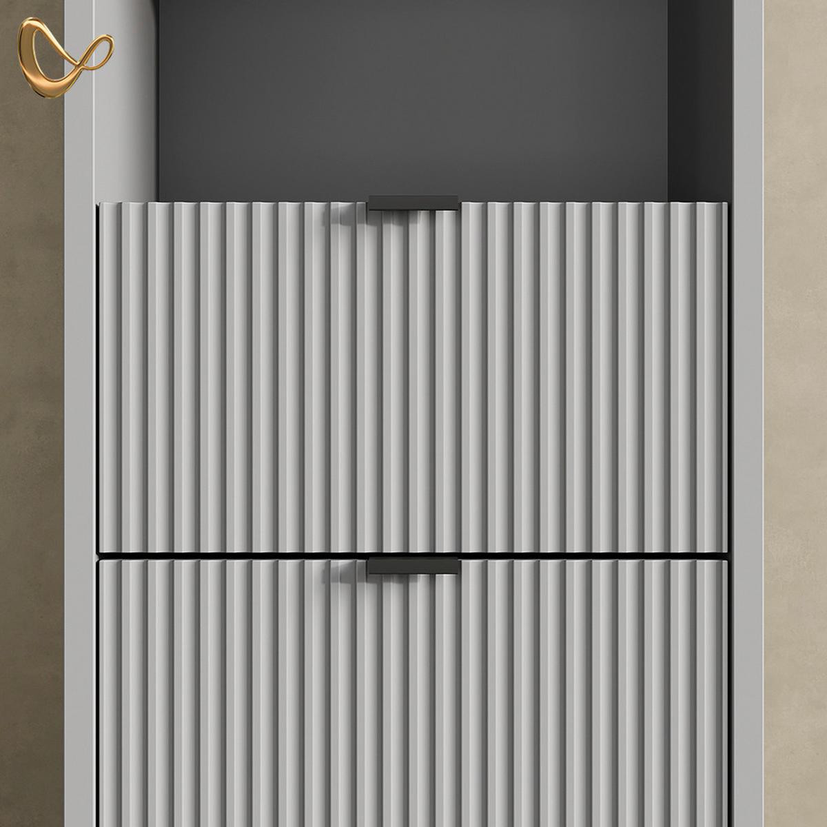BADMÖBEL-SET ATERNO Grau 3 Teile, mit Hochschrank - Grau, Holzwerkstoff (70/63/45cm) - Livinity®