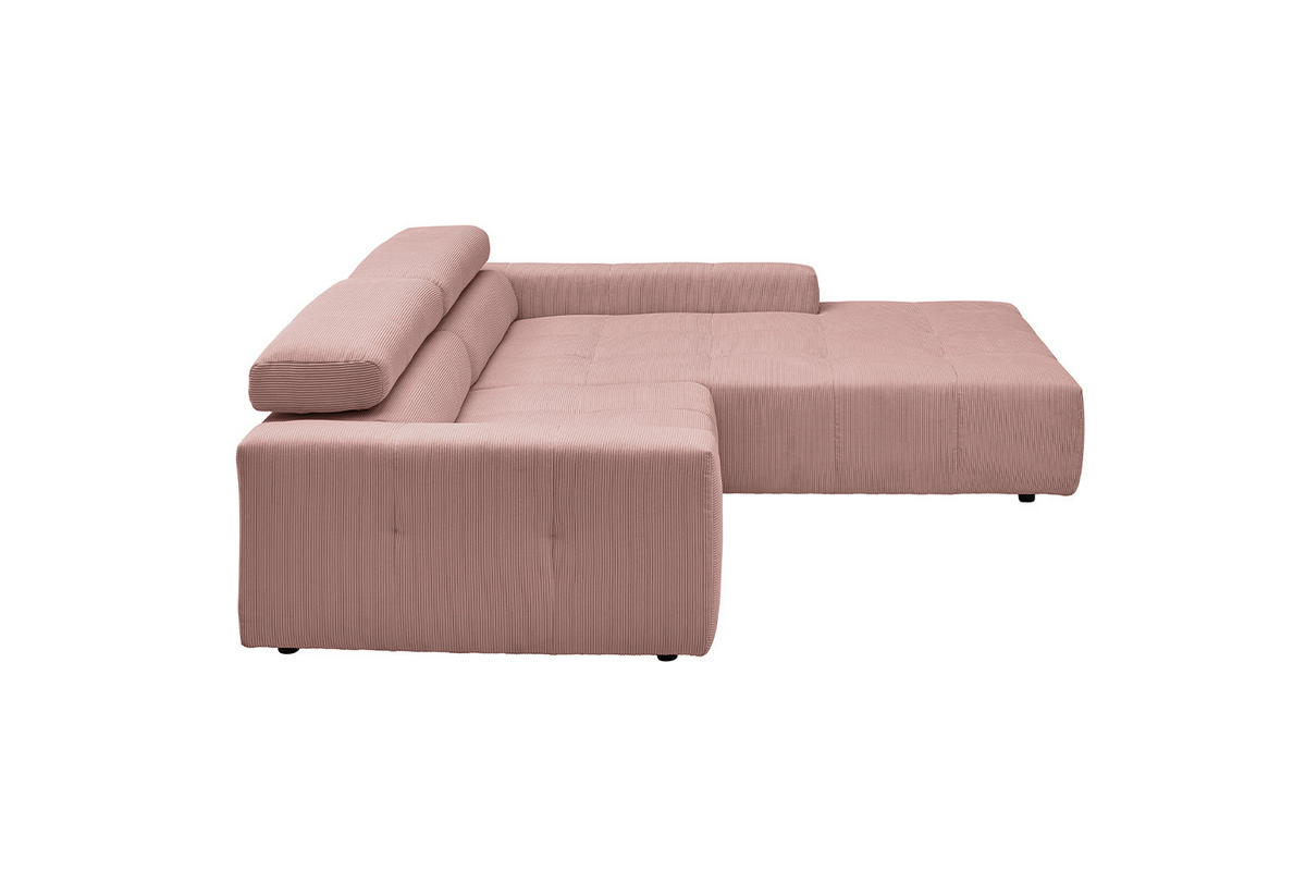 ECKSOFA RENO Pink Cord - Pink/Schwarz, Kunststoff/Textil (258/217cm) - KAWOLA