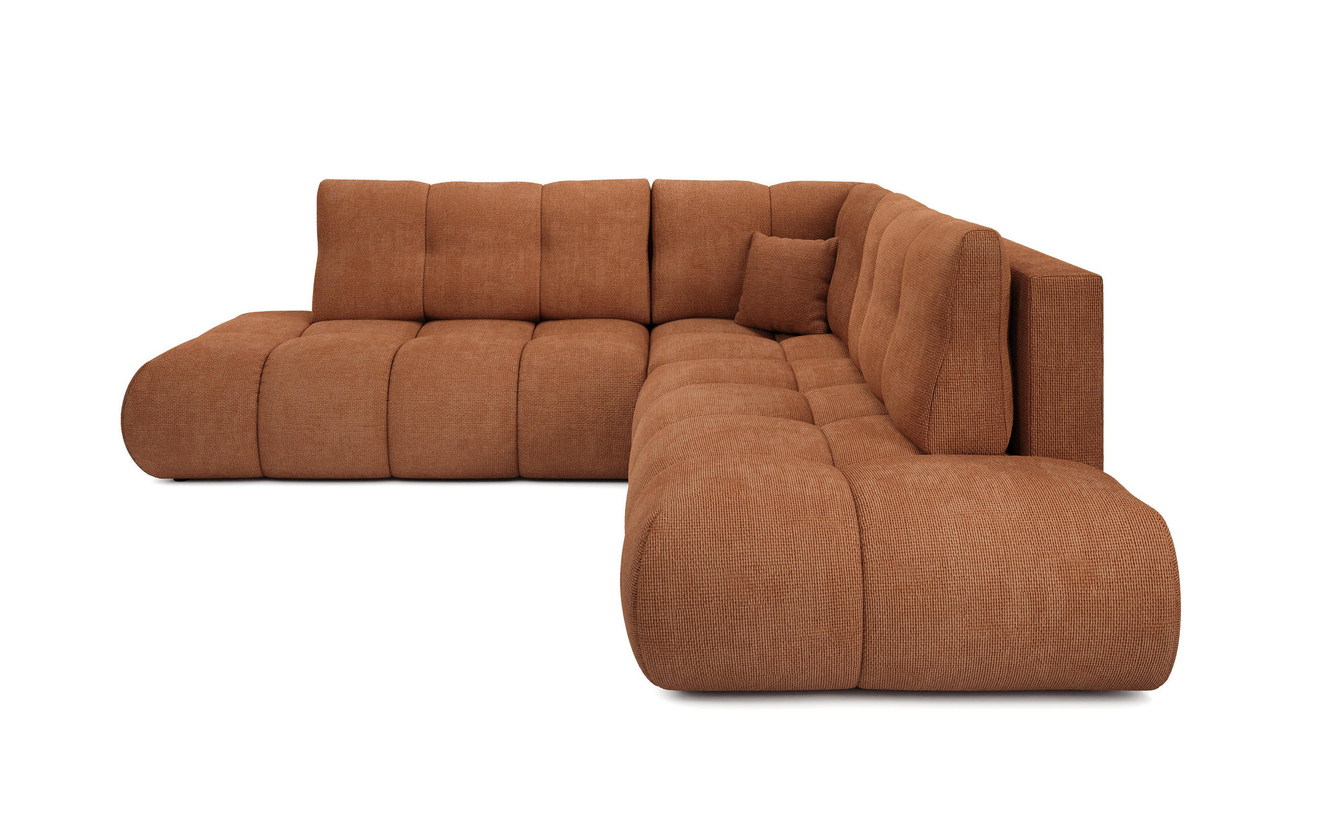 ECKSOFA DUCA II R-S Orange Chenille mit Schlaffunktion - Orange, Holz (266.5/266.5cm) - MASSENO