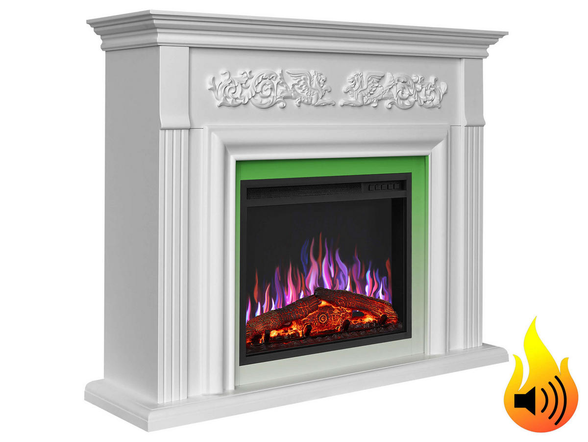 ELEKTROKAMIN Monferrato AF24 – weiß, freistehend, MDF-Verkleidung, 3D-Flammeneffekt, LED-Beleuchtung, Heizfunktion - Weiß, Glas/Holzwerkstoff (121/100/35cm) - ArtiFlame