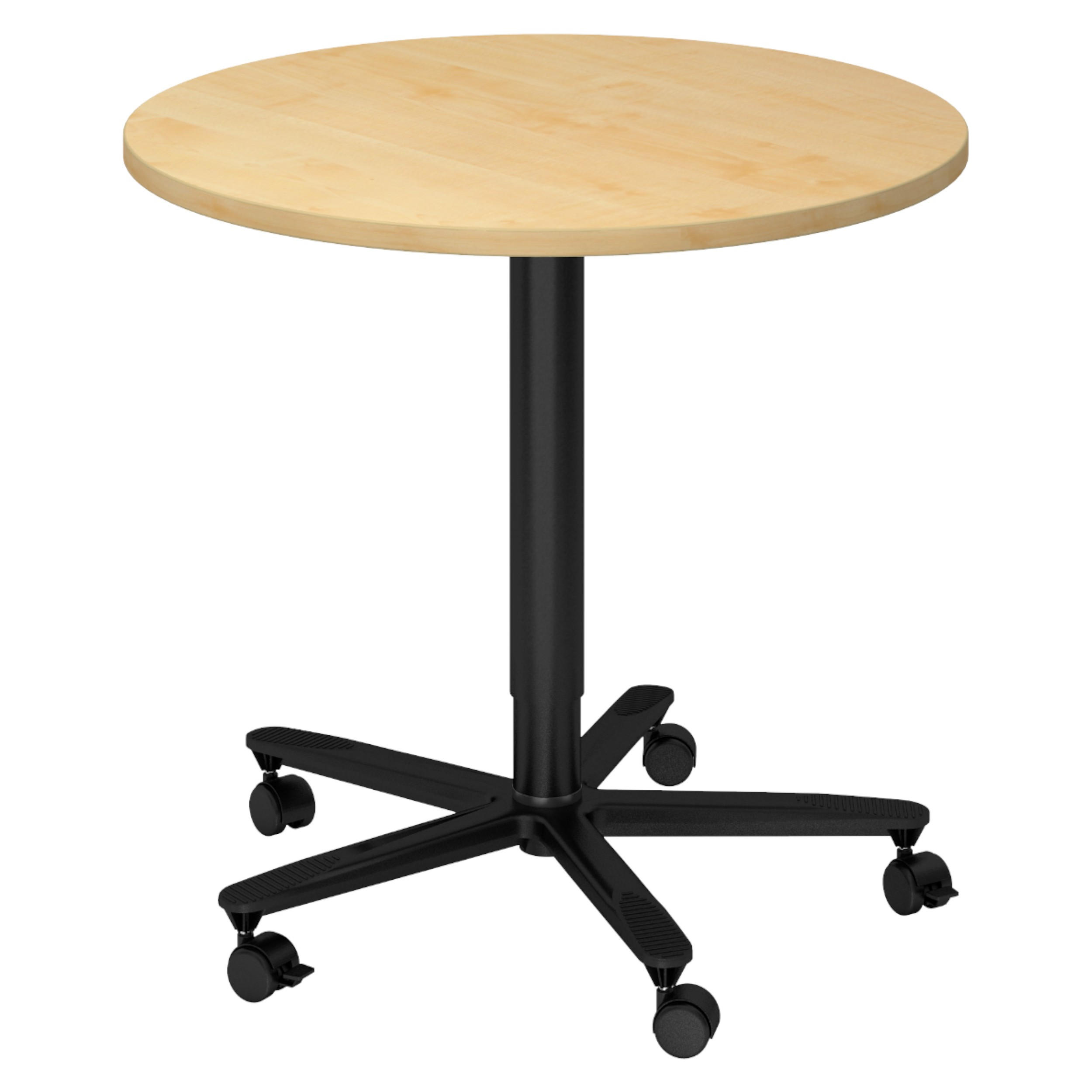SÄULENHUBTISCH rund ST 80/80/74 cm in Ahornfarben/schwarz - Ahornfarben/Schwarz, Holzwerkstoff (80/80/74cm) - bümö