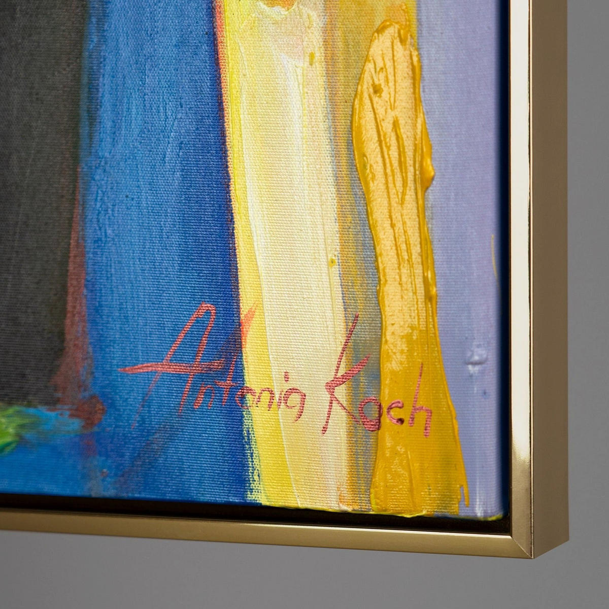 GEMÄLDE Farbenfroher Abend Schattenfugenrahmen Gold 140x100 cm - Goldfarben, Holz (140/100cm) - YS-art gallery