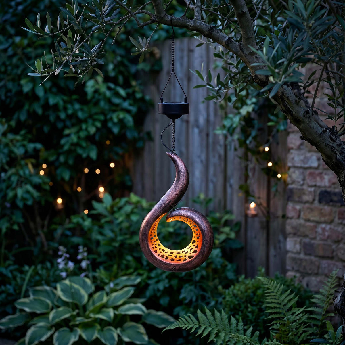SOLAR-LED-GARTENLEUCHTE Dämmerungssensor Rostoptik Metall 17x7x60 cm Flamme hängend - Rostfarben, Metall (17/7/60cm) - Northpoint