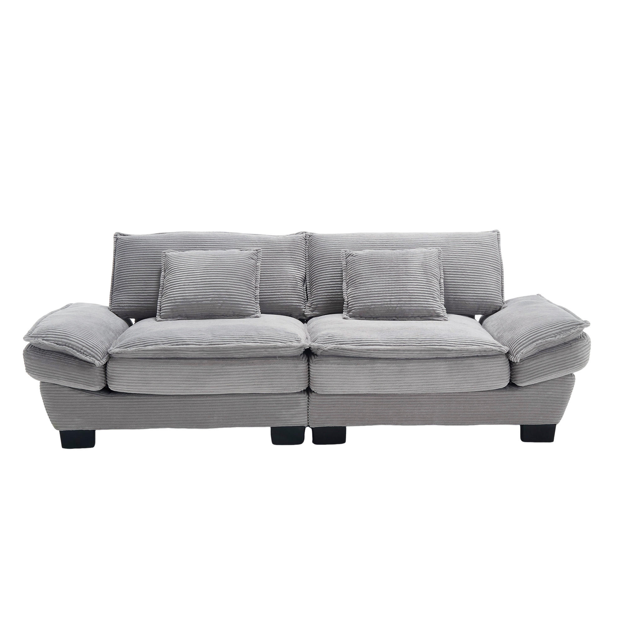 SOFA 2-Sitzer mit Kissen Samt Hellgrau 224/81/81 cm - Grau, Textil (224/81/81cm) - OKWISH