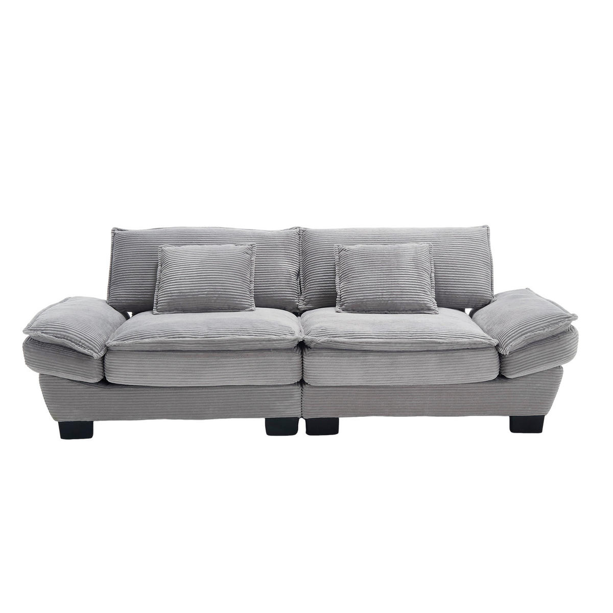 SOFA 2-Sitzer mit Kissen Samt Hellgrau 224/81/81 cm - Grau, Textil (224/81/81cm) - OKWISH