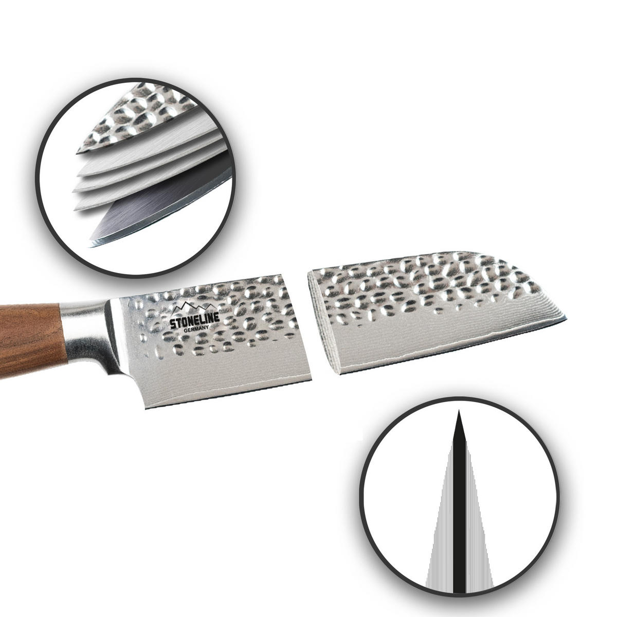 HAMMERSCHLAG DAMASTMESSER SANTOKUMESSER - Schwarz, Metall (16.5cm) - Stoneline