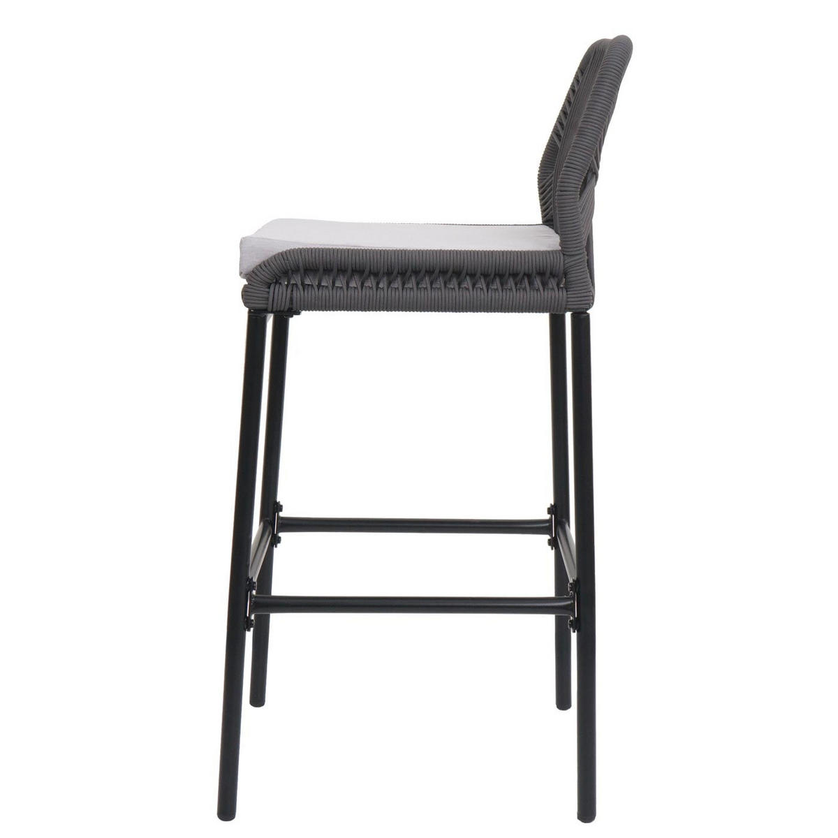 GARTENSTUHL 2er-Set HxBxT 101x45x52cm Sitzhöhe 76cm Anthrazit Kissen Hellgrau Seilgeflecht Metall - Anthrazit, Metall (45/101/52cm) - PROREGAL