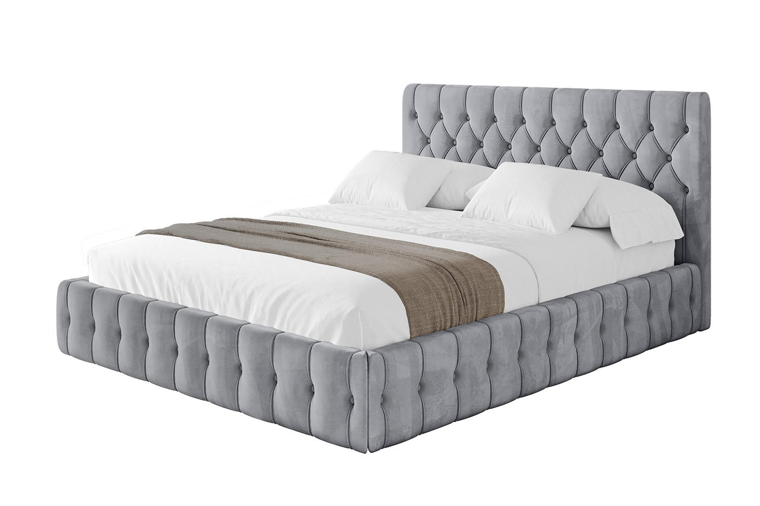 POLSTERBETT mit Bettkasten und Lattenrost, Boxbett ohne Matratze - LARO 180x200 Hellgrau - Hellgrau, Holzwerkstoff/Textil (180/200cm) - ALTDECOR