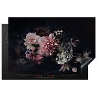 HERDABDECKPLATTE Blumen - Vintage - Pastell - Rosa - Weiß 81x52 cm - Altrosa, Kunststoff (81.6/0.2/52.7cm) - MuchoWow