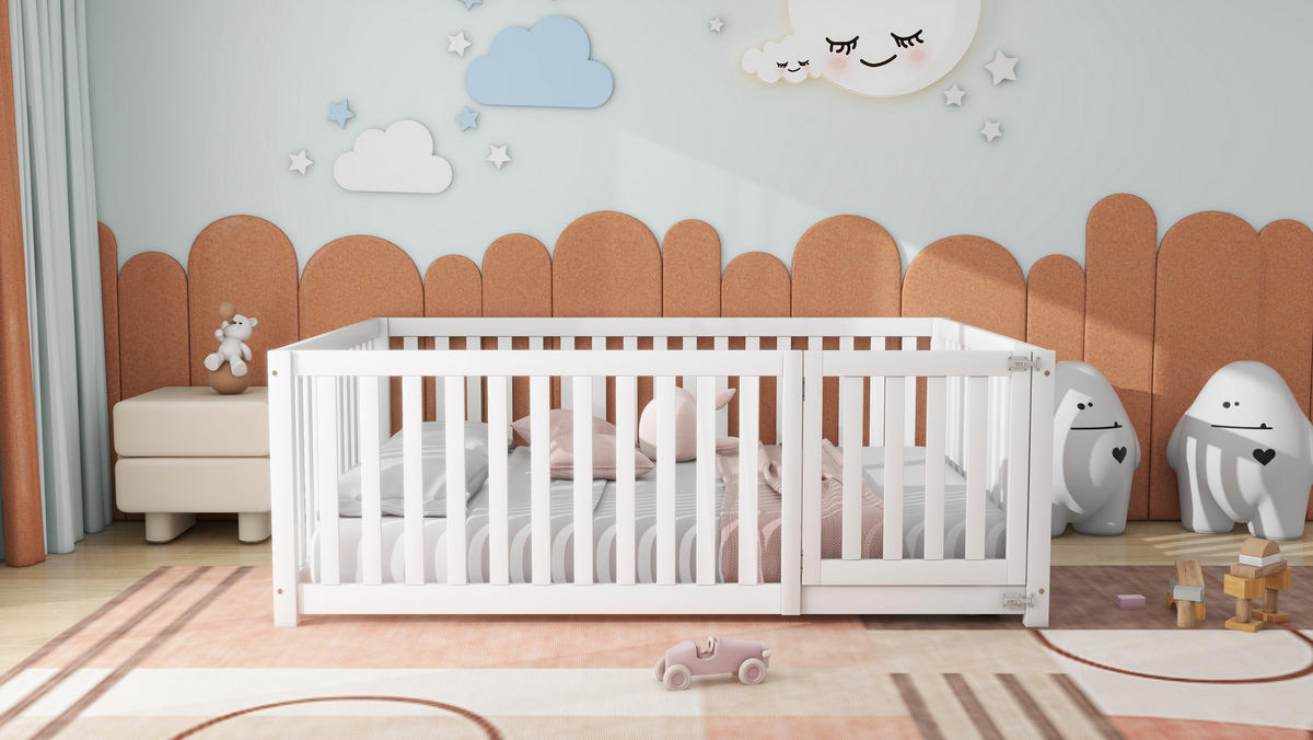 KINDERBETT 140x200 cm Holz Zaun weiß - Weiß, Holz (140/200cm) - LEBENLANG