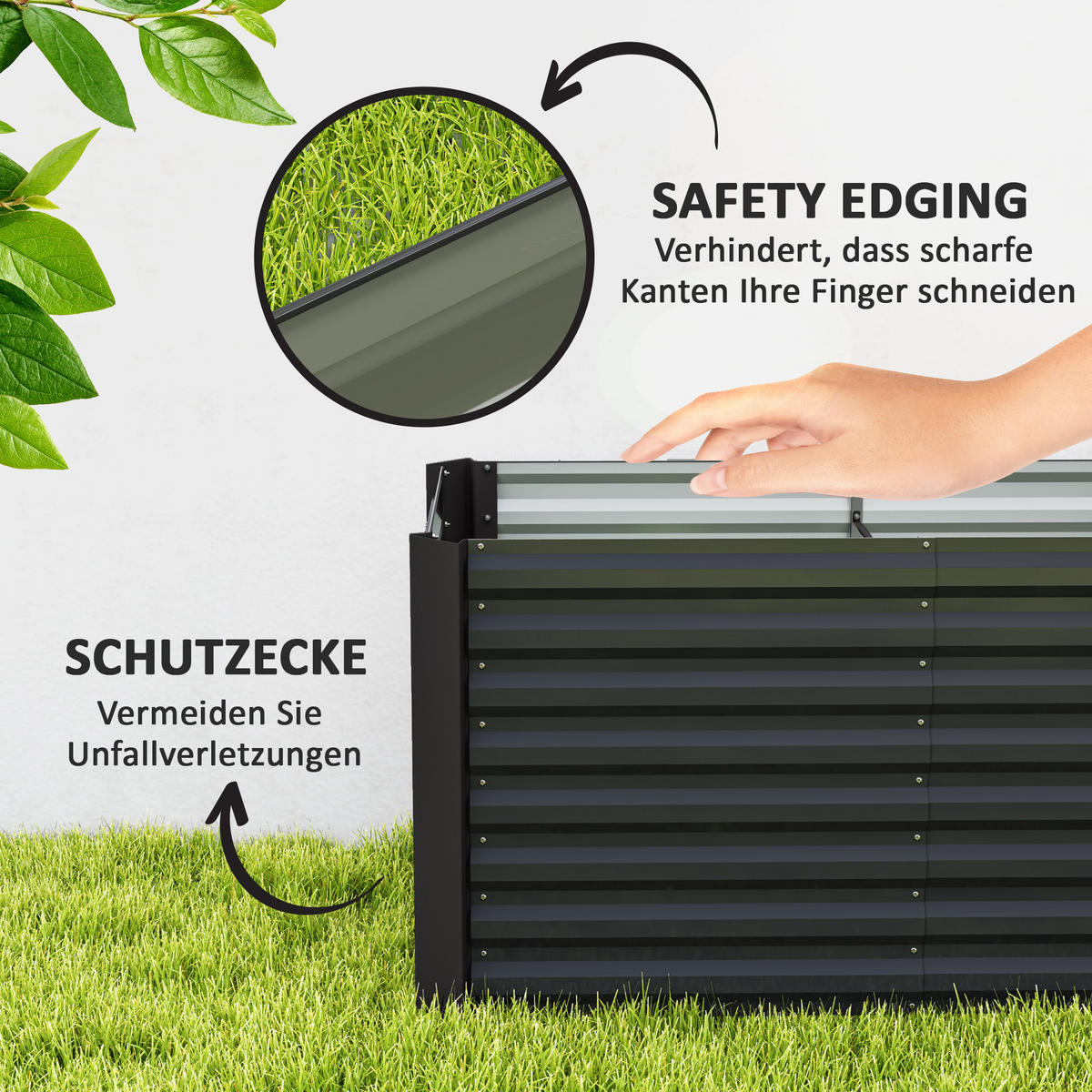HOCHBEET-SET, aus Verzinkter Stahl, für Terrasse - Dunkelgrau, Metall (60/60/120cm) - Outsunny