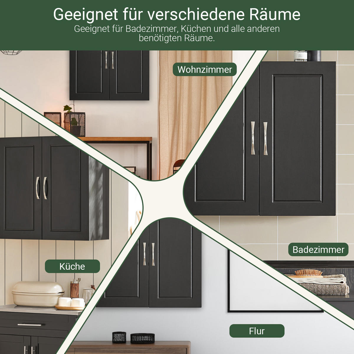 HÄNGESCHRANK Schwarz - Schwarz, Holzwerkstoff (60/60/30cm) - SoBuy
