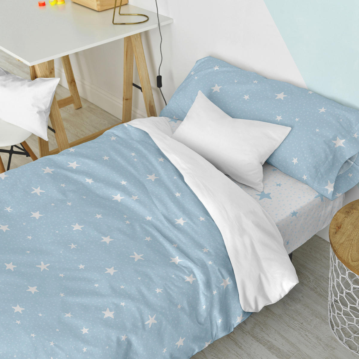 BETTBEZUG 2er-Set teiliges little star 155x220 cm (komfortgrösse) blau - Blau, Textil (155/220cm) - Happy Friday