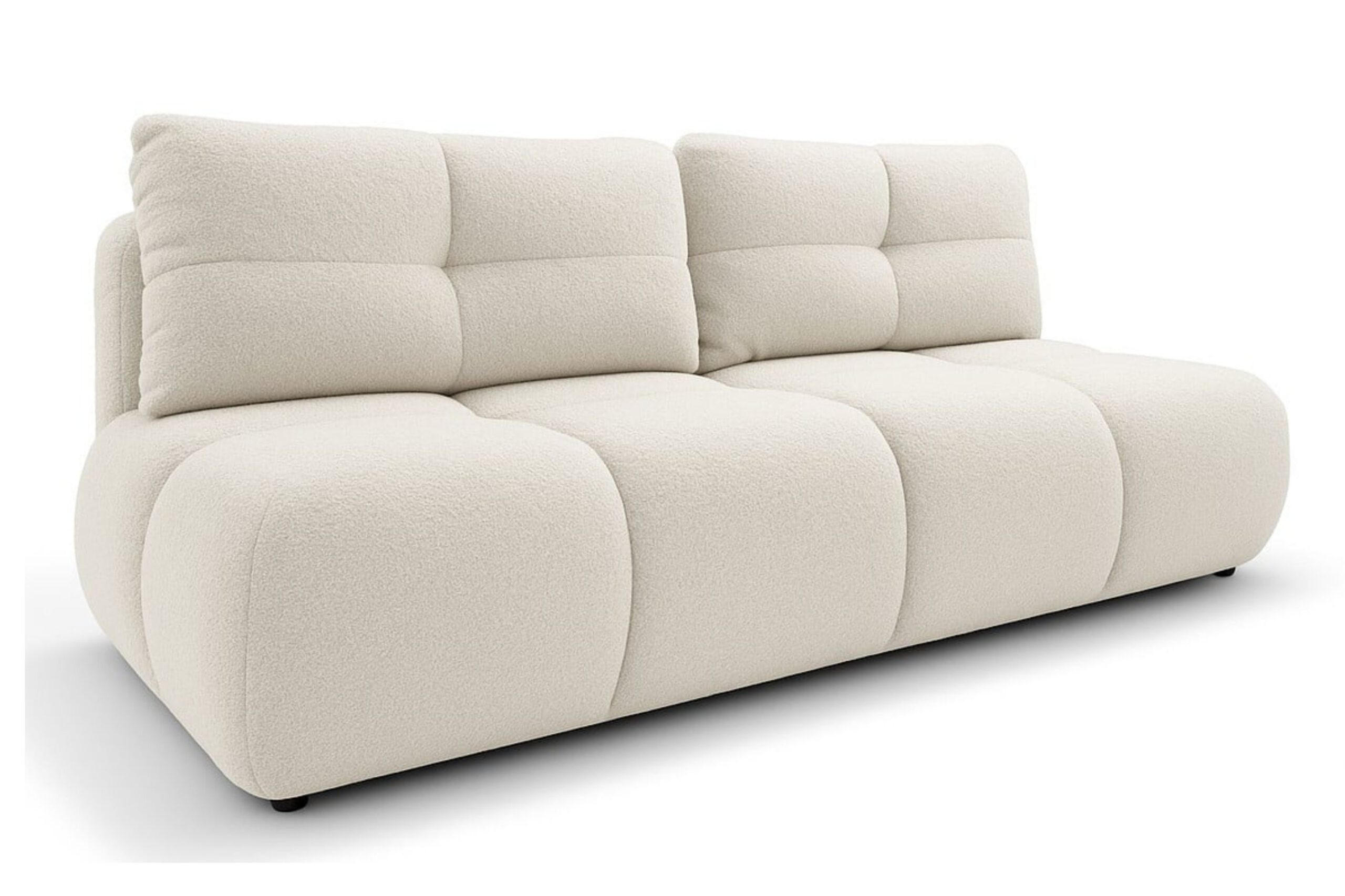 SCHLAFSOFA MILA, Sofa mit Schlaffunktion und Bettkasten, Farbe: Weiß, Bouclé-Stoff - Weiß, Textil (214/89/104cm) - Sepro Meble