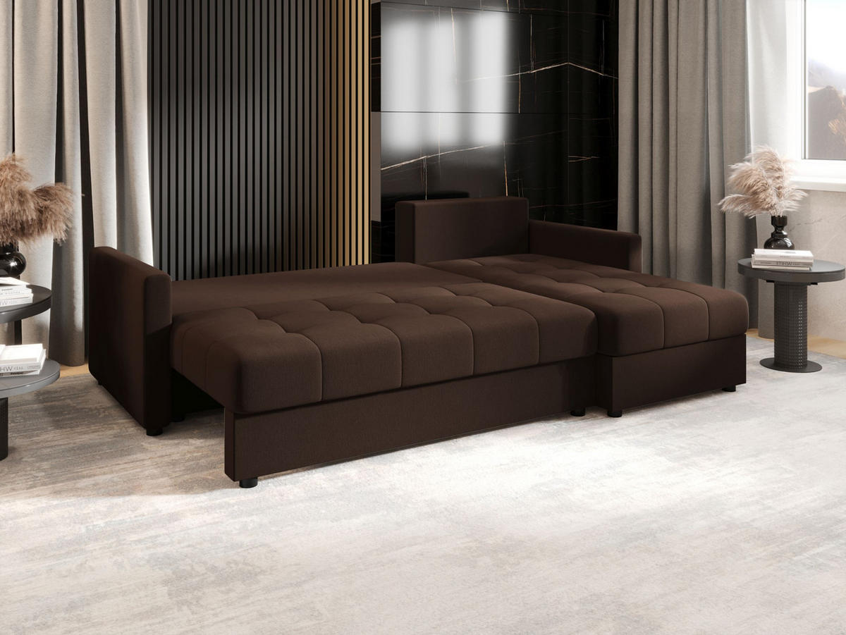ECKSOFA MOS L BIS Cosmic 800 Rechts mit Schlaffunktion - Braun, Textil (220/143cm) - Bedante
