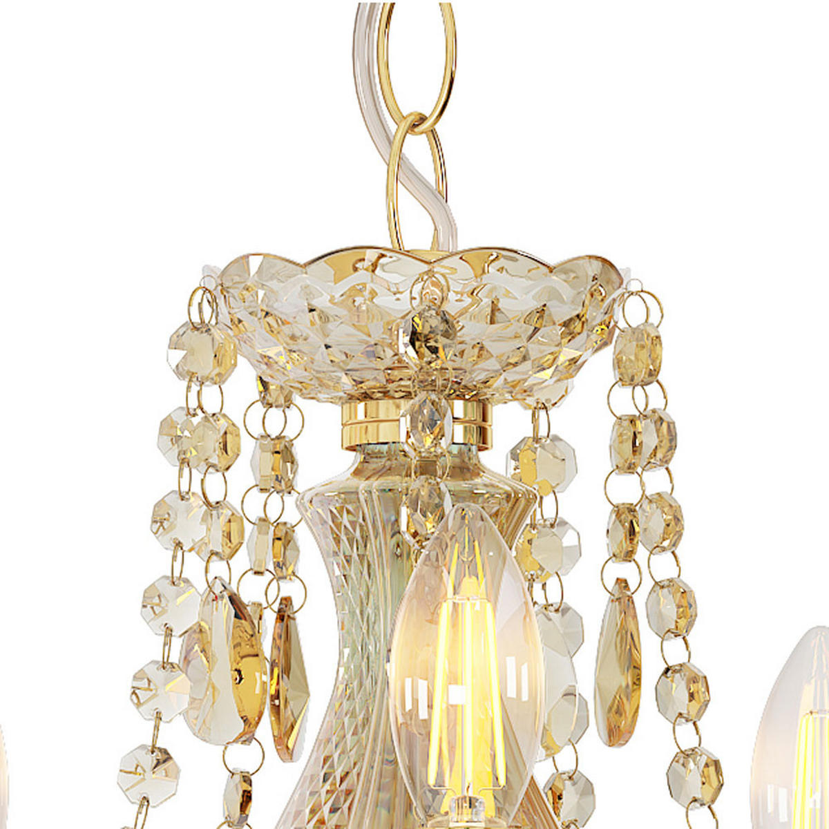 KRONLEUCHTER MARIE Goldfarben Kristalloptik - Goldfarben, Metall (48/48/150cm) - Nowa