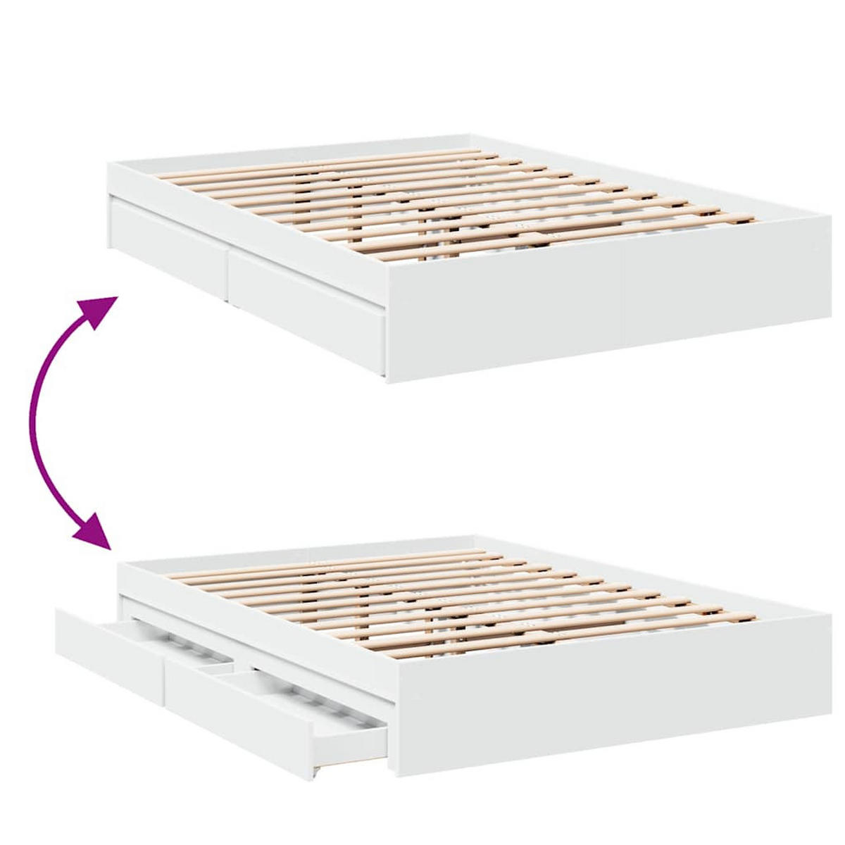 BETTGESTELL Mit Schubladen Weiss 120/200 Cm Holzwerkstoff - Weiß, Holzwerkstoff (120/200cm) - vidaXL