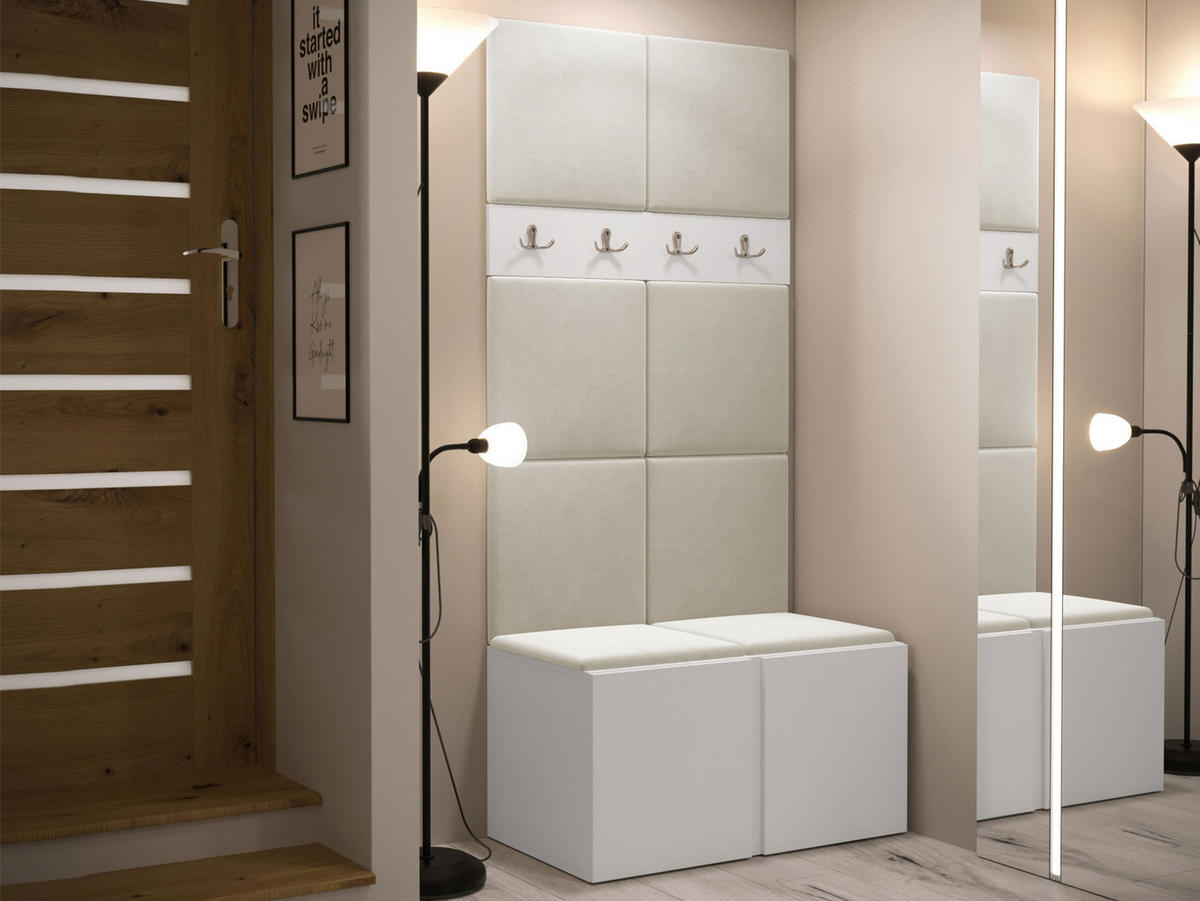 GARDEROBEN-SET Orion IV - Beige/Weiß, Holzwerkstoff/Kunststoff (84/186/46cm) - MIRJAN24