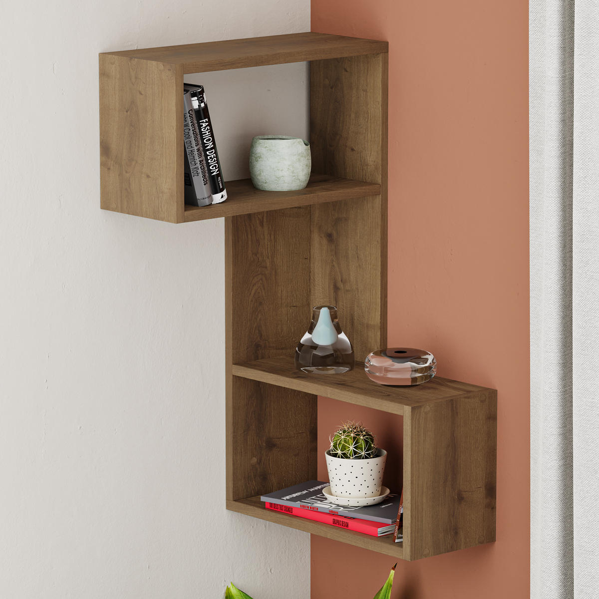 WANDREGAL Part Dunkle Eiche 82/47/20 cm - Dunkelbraun, Holzwerkstoff (47/82/20cm) - Decortie