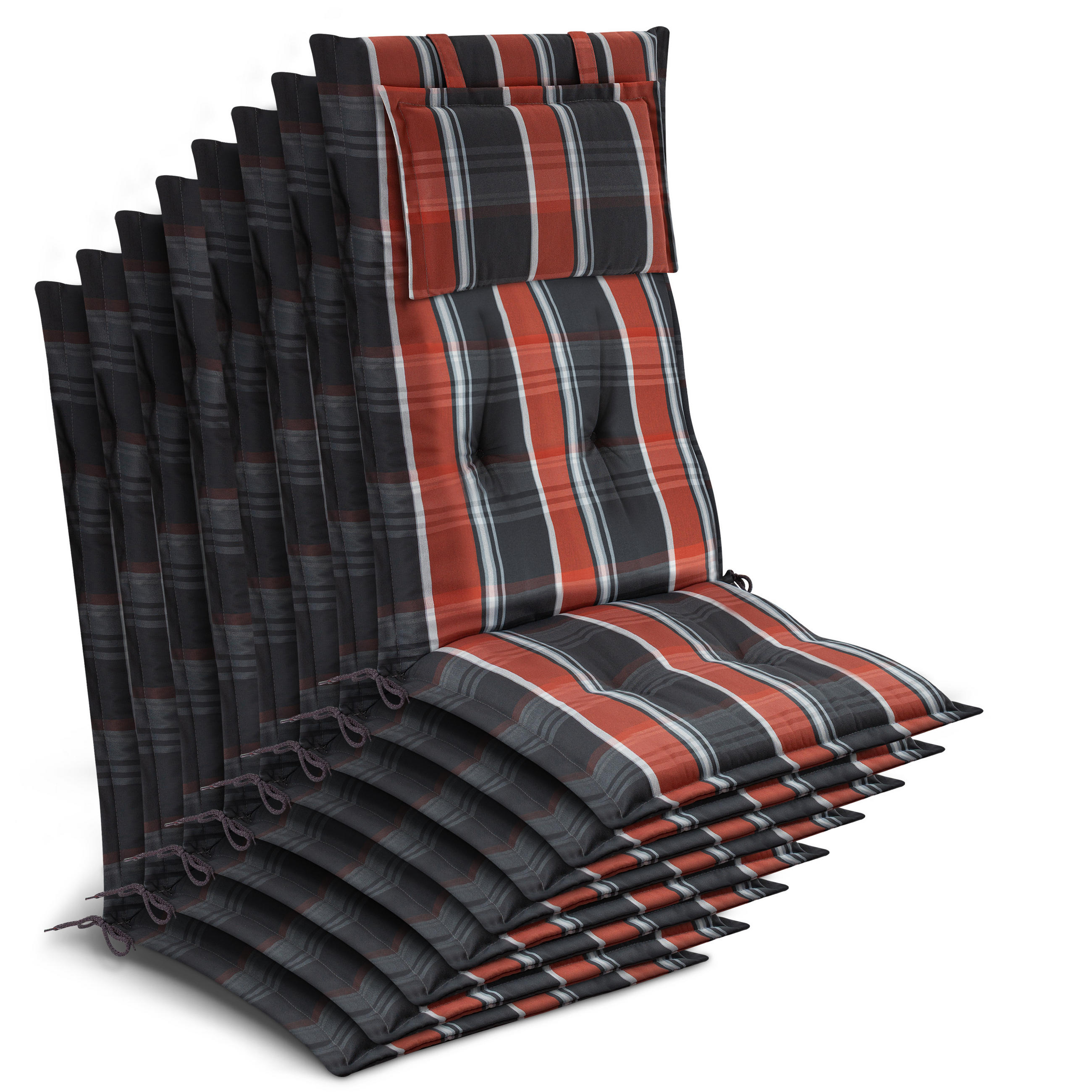 HOCHLEHNER Highlux HL 120x52x7cm Grau-Orange-Weiß-Kariert (8tlg) - Orange, Textil (52/120cm) - Beautissu 