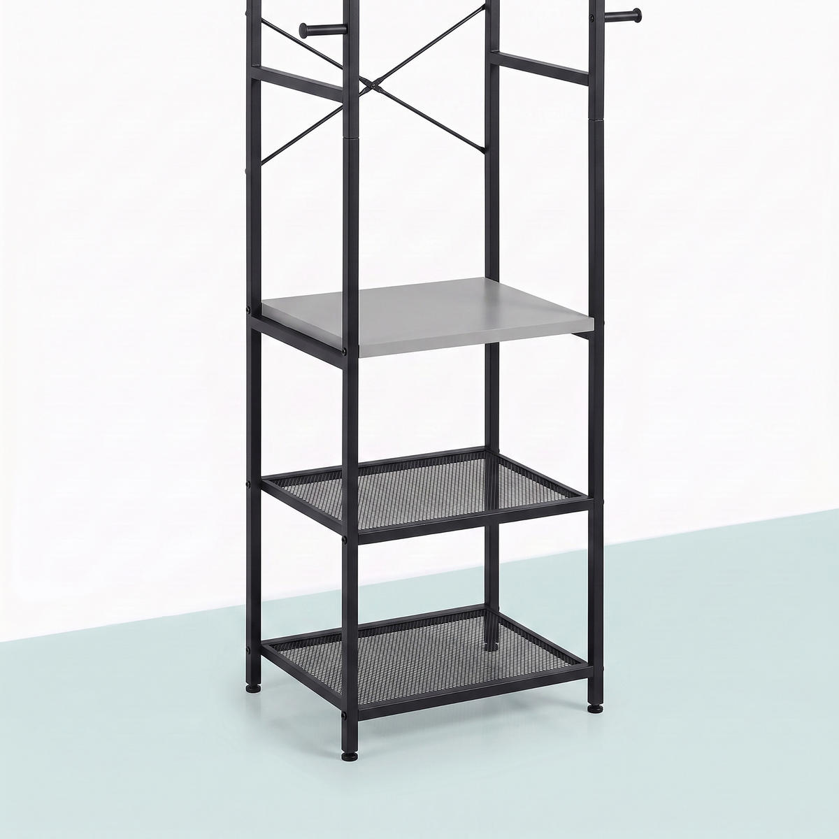 GARDEROBENSTÄNDER Schwarz Grau 8 Haken - Multicolor, Holzwerkstoff/Metall (40/181/28cm) - Relaxdays