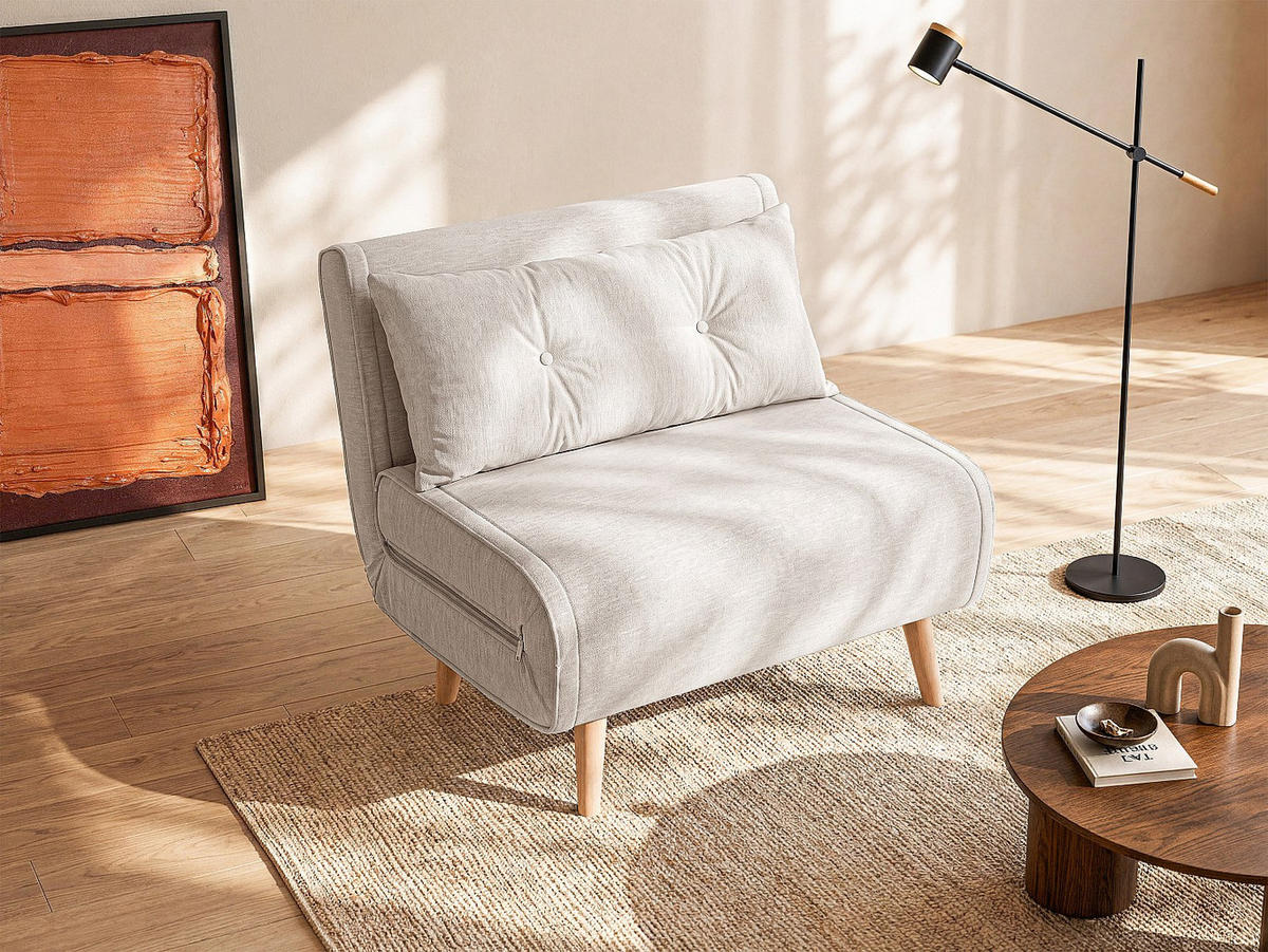 SCHLAFSESSEL - 1 Person - stoff - beige Valerio - Beige, Holz/Textil (90/81/78cm) - Vente-Unique