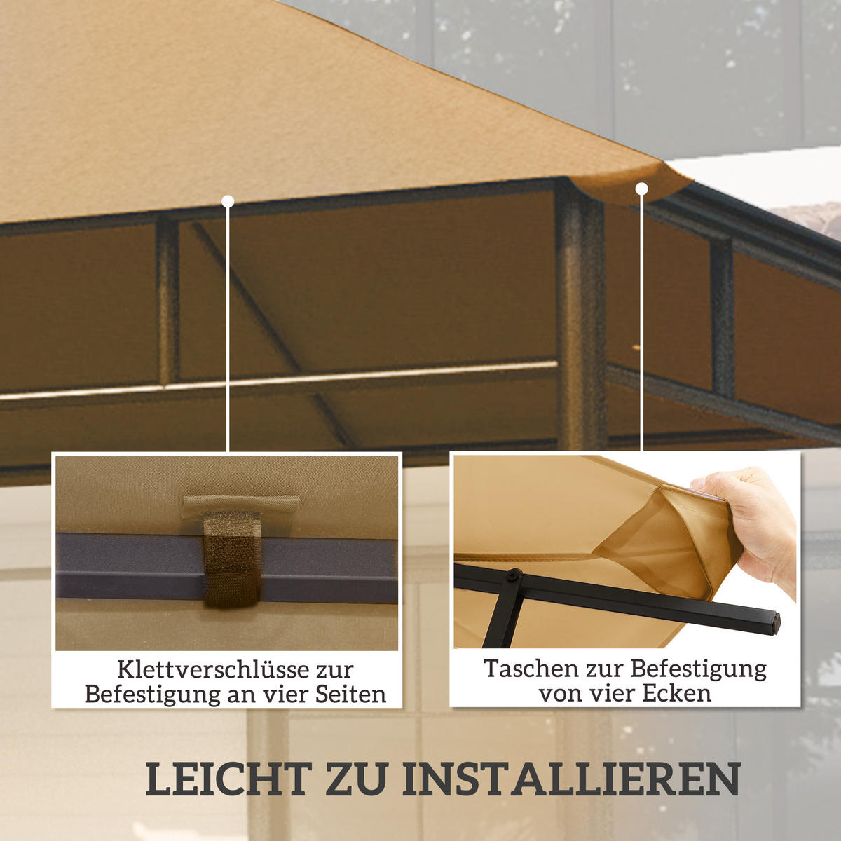 ERSATZDACH für Gartenpavillon DE-06036 298/295 cm Beige - Beige, Textil (295/298cm) - ComfortXL