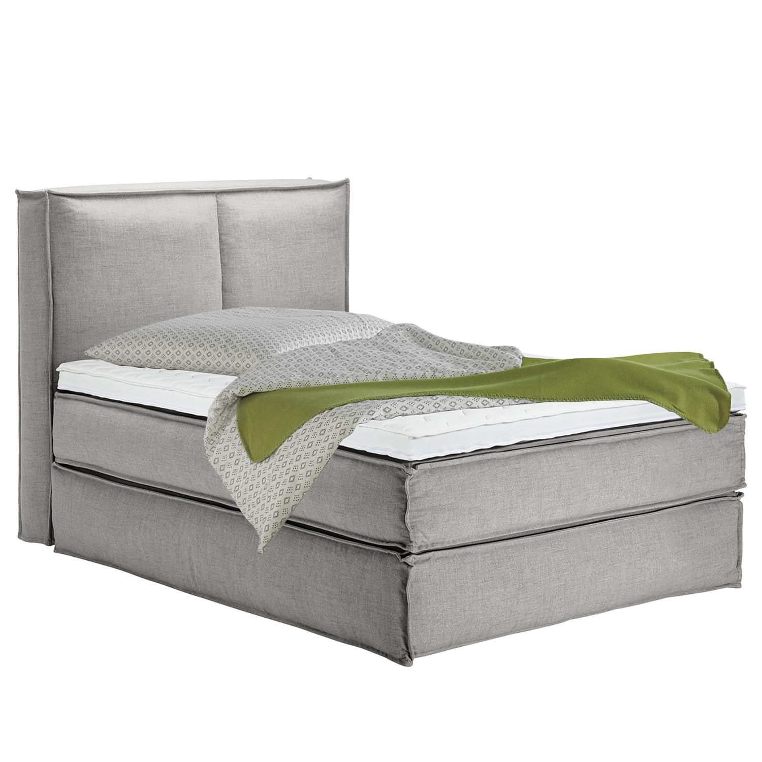 BOXSPRINGBETT mit Kopfteil - Premium - Grau, Textil (140/200cm) - home24