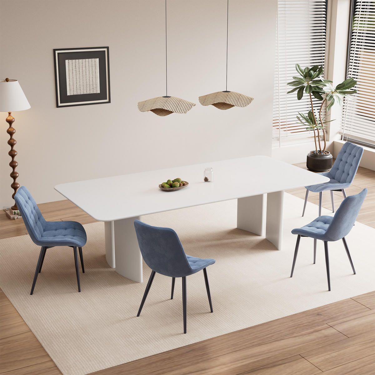 STUHL-SET 4 Stück aus Samt in Modernem Stil-YZ2 - Blau, Textil (53/88/62.5cm) - HOMAVO