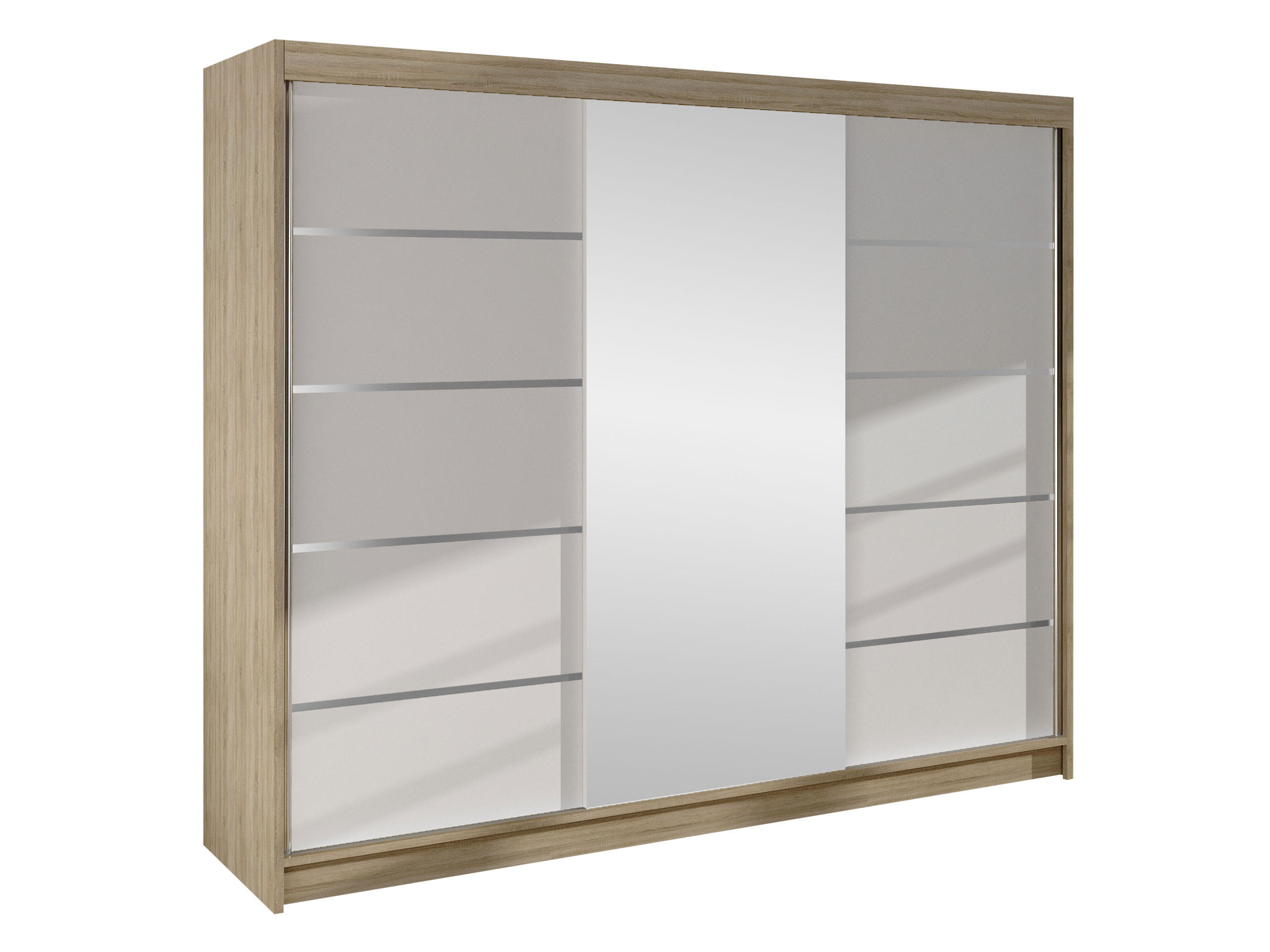 SCHWEBETÜRENSCHRANK Derby VI - Naturfarben, Holzwerkstoff/Metall (200/215/58cm) - MIRJAN24