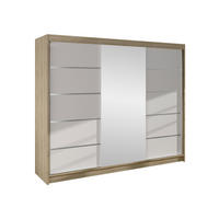 SCHWEBETÜRENSCHRANK Derby VI - Naturfarben, Holzwerkstoff/Metall (200/215/58cm) - MIRJAN24