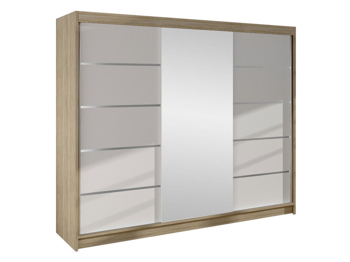 SCHWEBETÜRENSCHRANK Derby VI - Naturfarben, Holzwerkstoff/Metall (200/215/58cm) - MIRJAN24