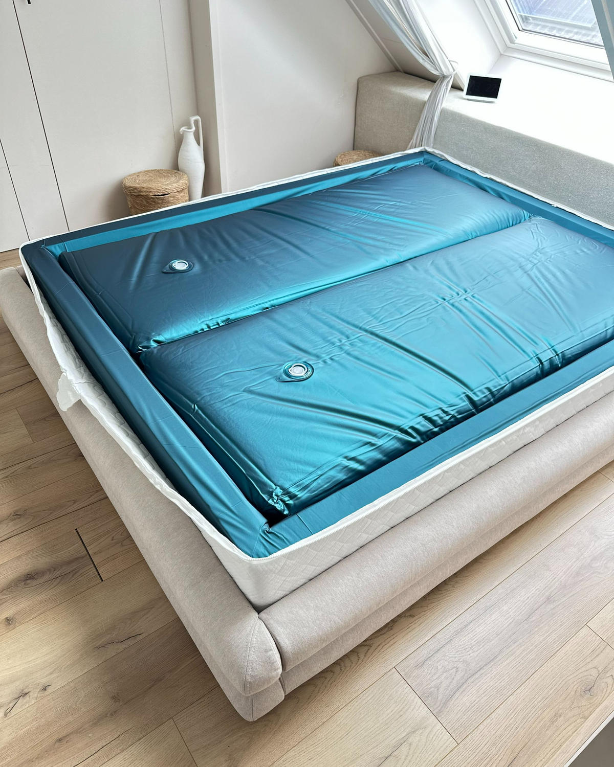 WASSERBETTMATRATZE Voll beruhigt 160/200/20 cm Dual - Blau, Textil (160/200cm) - Beliani