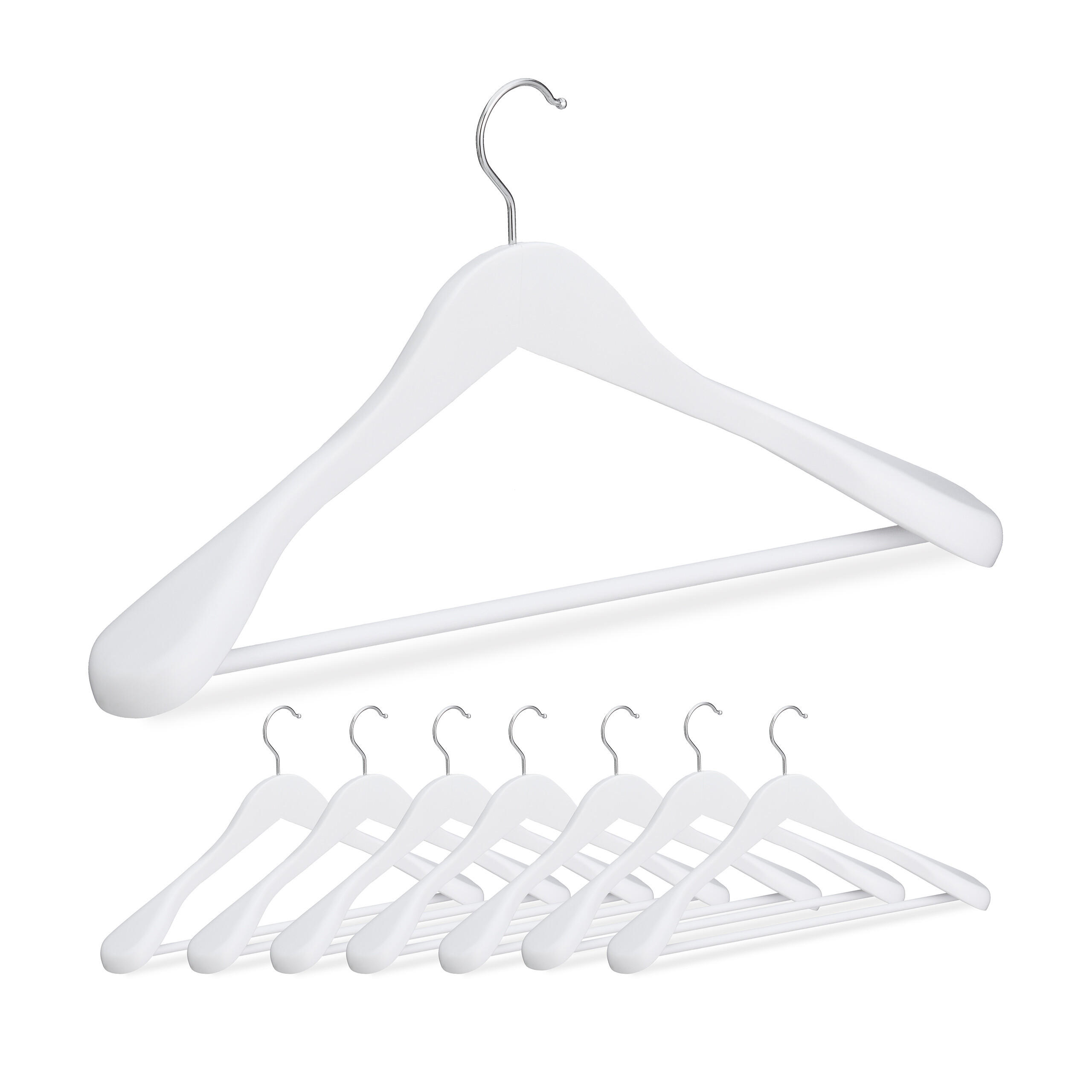 8XVEŠIAKY na oblek - biela, kov/drevo (6cm) - Relaxdays