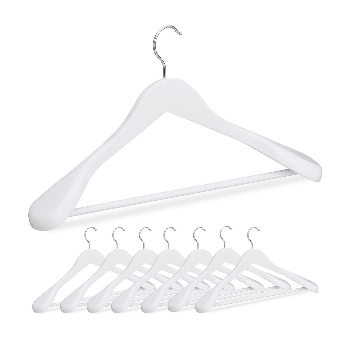 8XVEŠIAKY na oblek - biela, kov/drevo (6cm) - Relaxdays