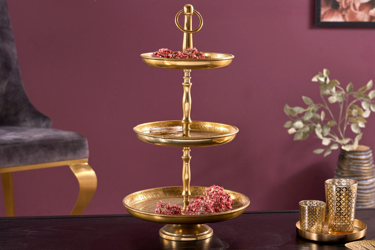 ETAGERE ORIENT Metall Gold 50 cm - Goldfarben, Metall (26/47cm) - riess-ambiente