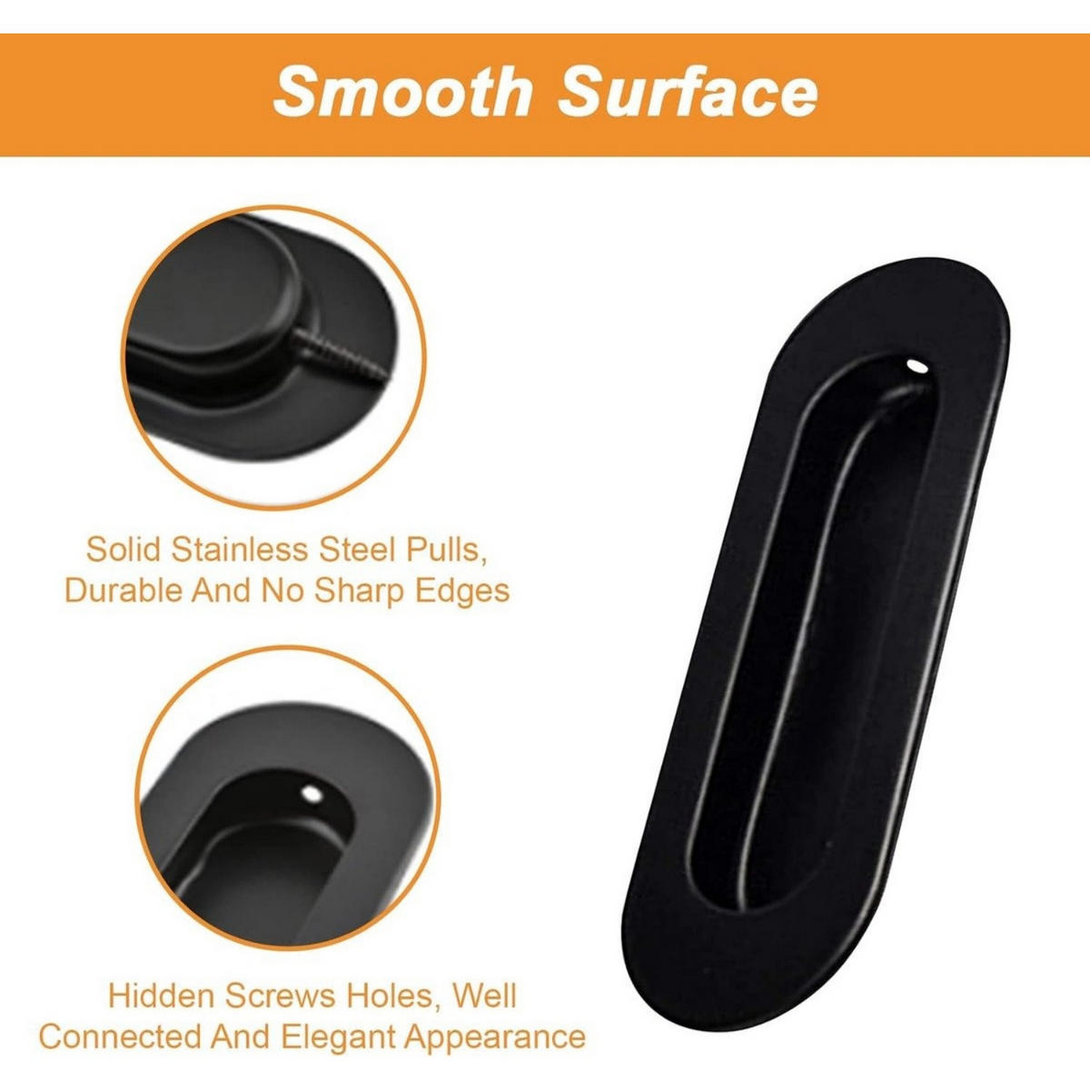 GRIFF 2er-Set Schwarz unsichtbar versenkt Edelstahl 12 x 4 x 1,5 cm mit Schrauben Schrank Schublade - Schwarz, Metall (4/1.5/12cm) - MCBOSON
