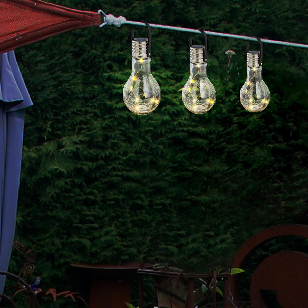 LED AUSSENLEUCHTE Silber Crackle-Glas 2er Set - Silberfarben, Glas (9/9/17.5cm) - Globo Lighting