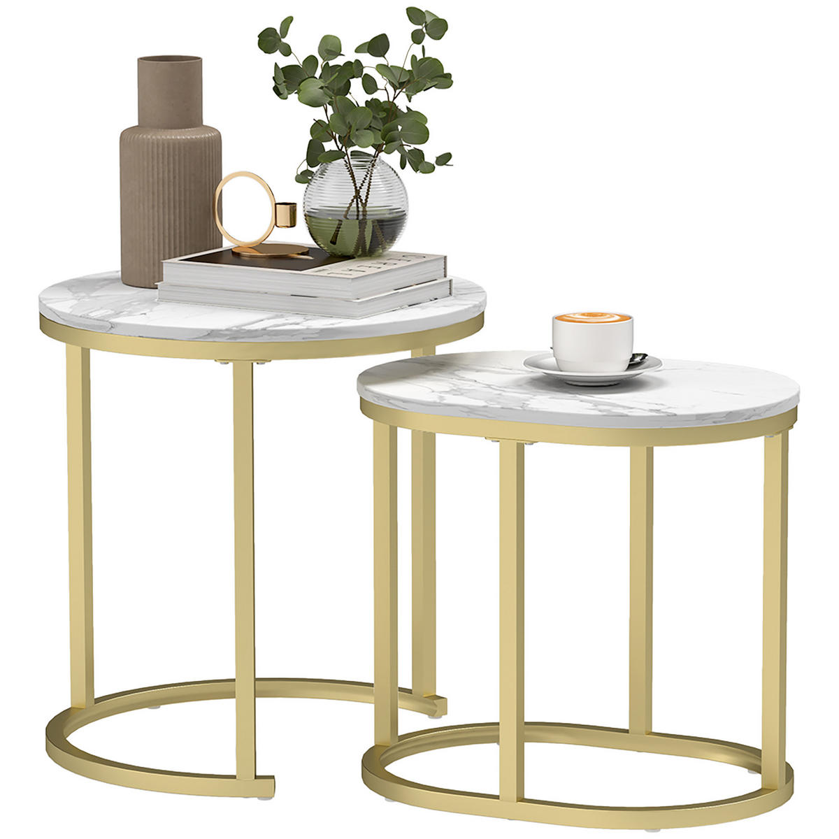 BEISTELLTISCH Weiß 2 Stück - Weiß, Naturmaterialien (50/50/50.5cm) - GiPP
