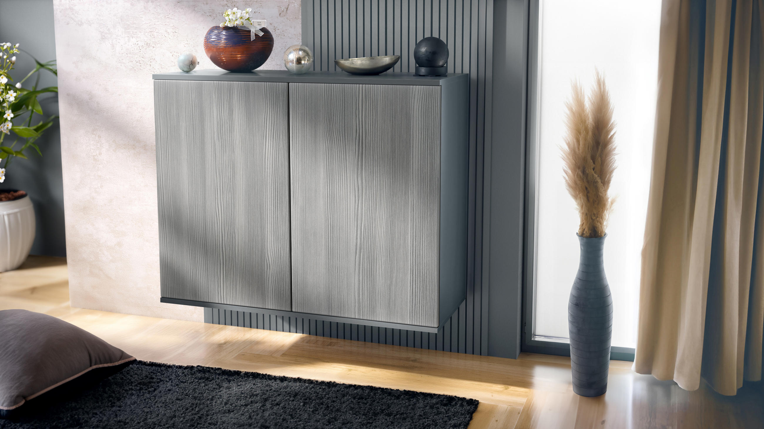 KOMMODE Skadu Avola-Anthrazit - Anthrazit, Holzwerkstoff (92.5/73.5/35cm) - Vladon