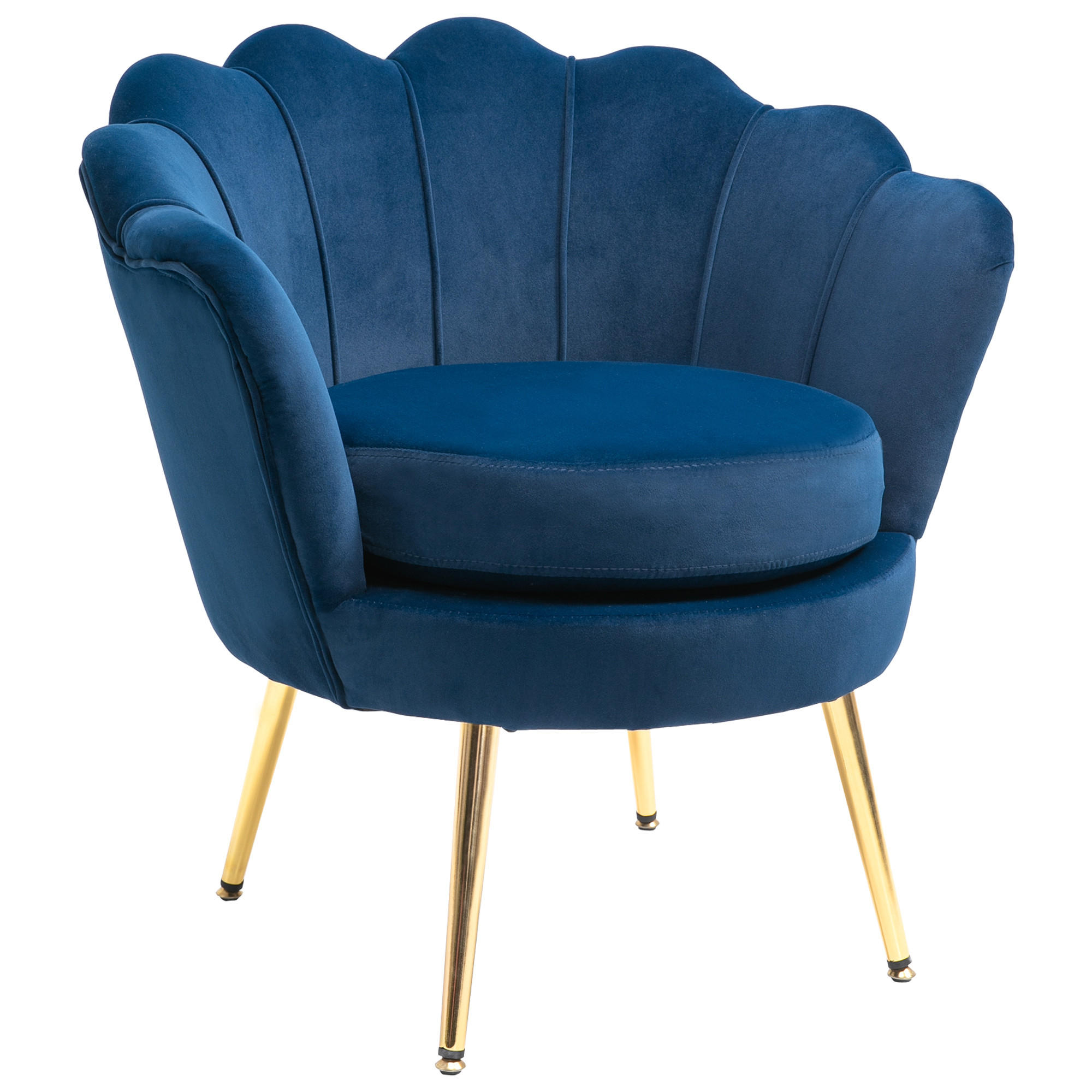 SESSEL DE-13412 Muschelform & goldene Metallfüße Blau - Blau, Textil (67/74/76cm) - ComfortXL