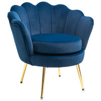 SESSEL DE-13412 Muschelform & goldene Metallfüße Blau - Blau, Textil (67/74/76cm) - ComfortXL