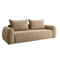POHOVKA S Funkcí Spaní A Úložným Prostorem, Látka Doha, Tmavě Béžová, HELA - béžová, dřevo (250/89/100cm) - Kaiser Möbel