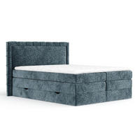 BOXSPRINGBETT Rosabel Blau Grau 180/200 cm mit Matratze und Topper - Blaugrau/Schwarz, Holz/Holzwerkstoff (180/200cm) - Maison de Reve
