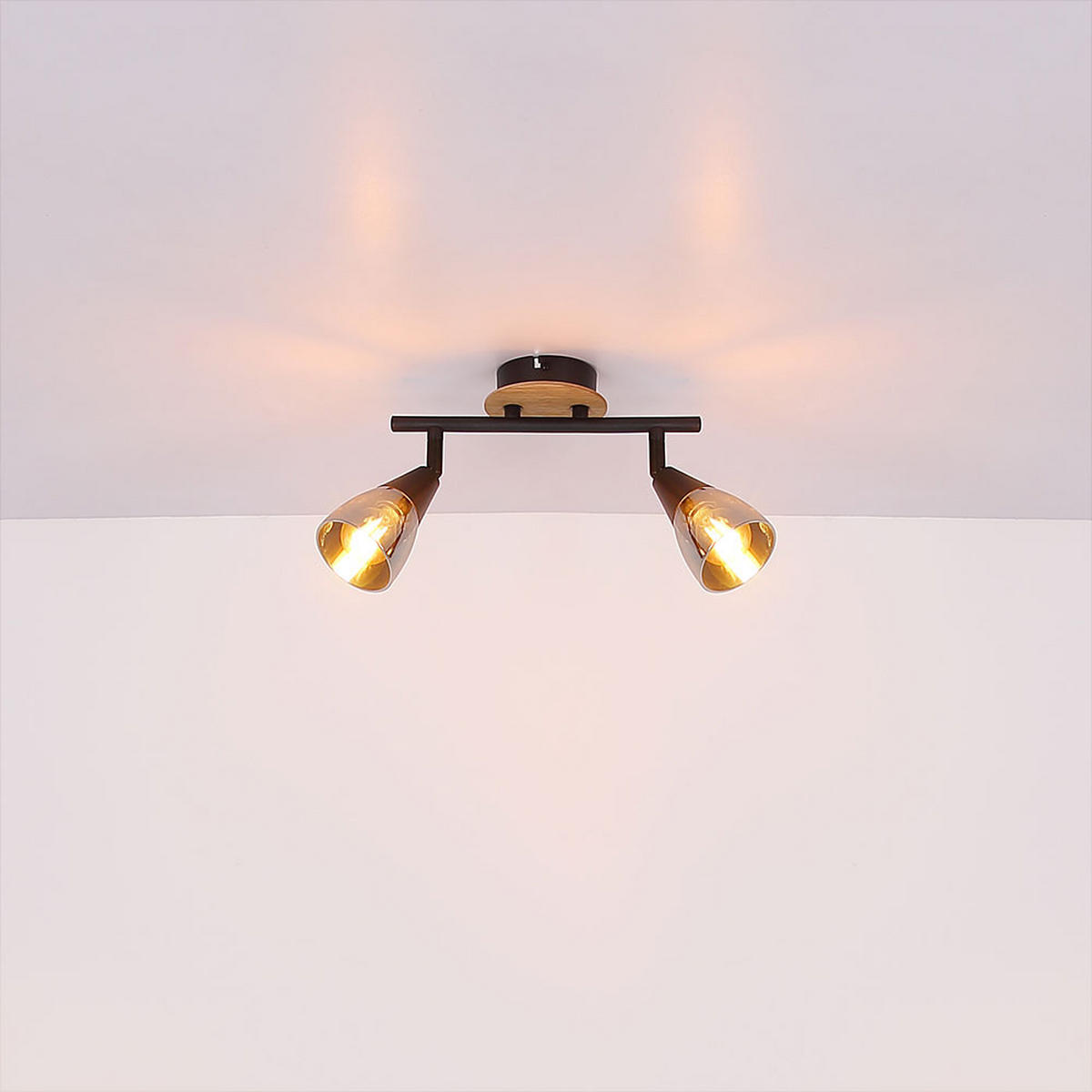 DECKENLEUCHTE Metall Glas Schwarz - Schwarz, Holz (25.5/10/19.5cm) - Globo Lighting