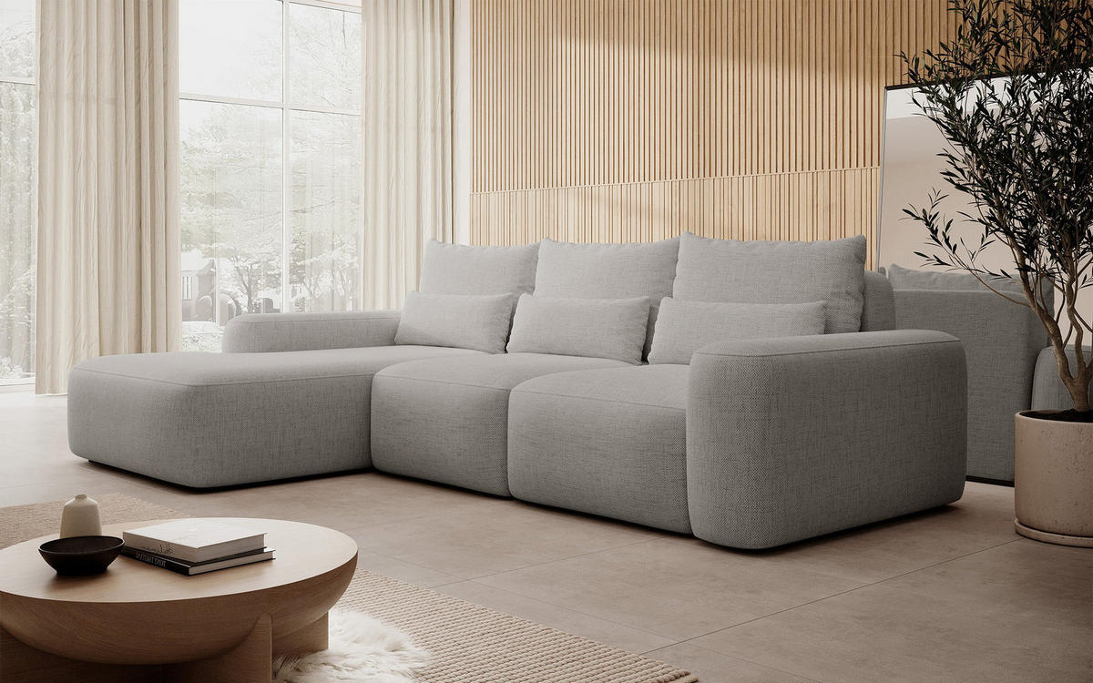 ECKSOFA Carnos Chenille-Bezug in Grau - Grau, Textil (264/162cm) - Selsey